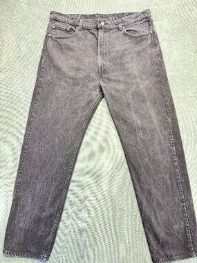 Vintage Levi’s 505 Jeans Made in USA 42x32 Gray Black Wash Straight Leg Denim